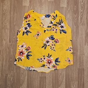 Old Navy Yellow Floral Sleeveless Top